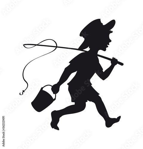 Boy going fishing Silhouette