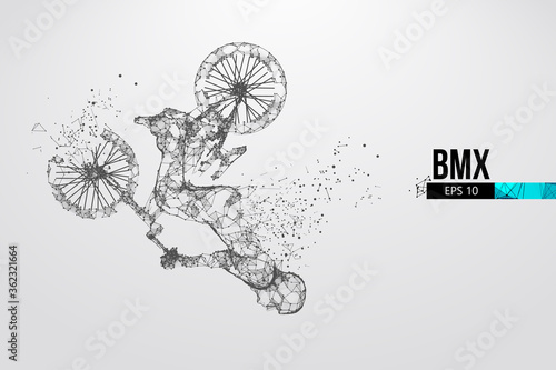 Silhouette of a BMX rider. Convenient organization of eps file. Background, text and basic elements on separate layers, color can be changed in one click. Vector illustration. Thanks for watching