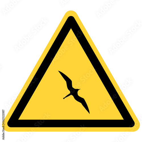 Fregattvogel und Warnschild