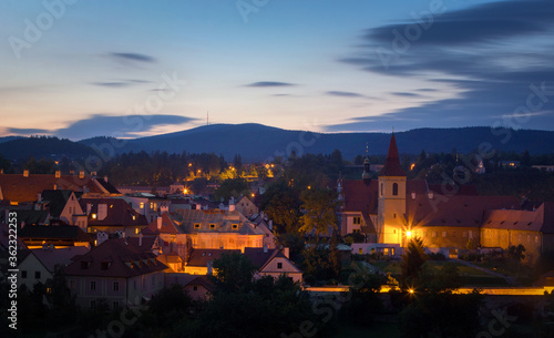 Night view of the Cesky Krumlov. Czech republic