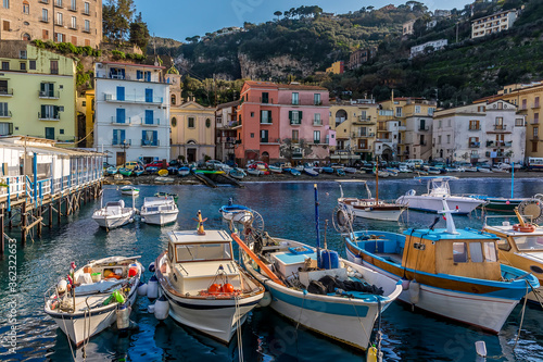 Fishing boats moored in the Marina Grande, Sorrento, Italy