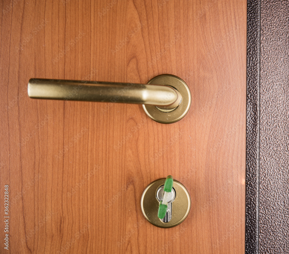 Armored front door, security lock with key. Home security Armored front door, security lock with key. Home security