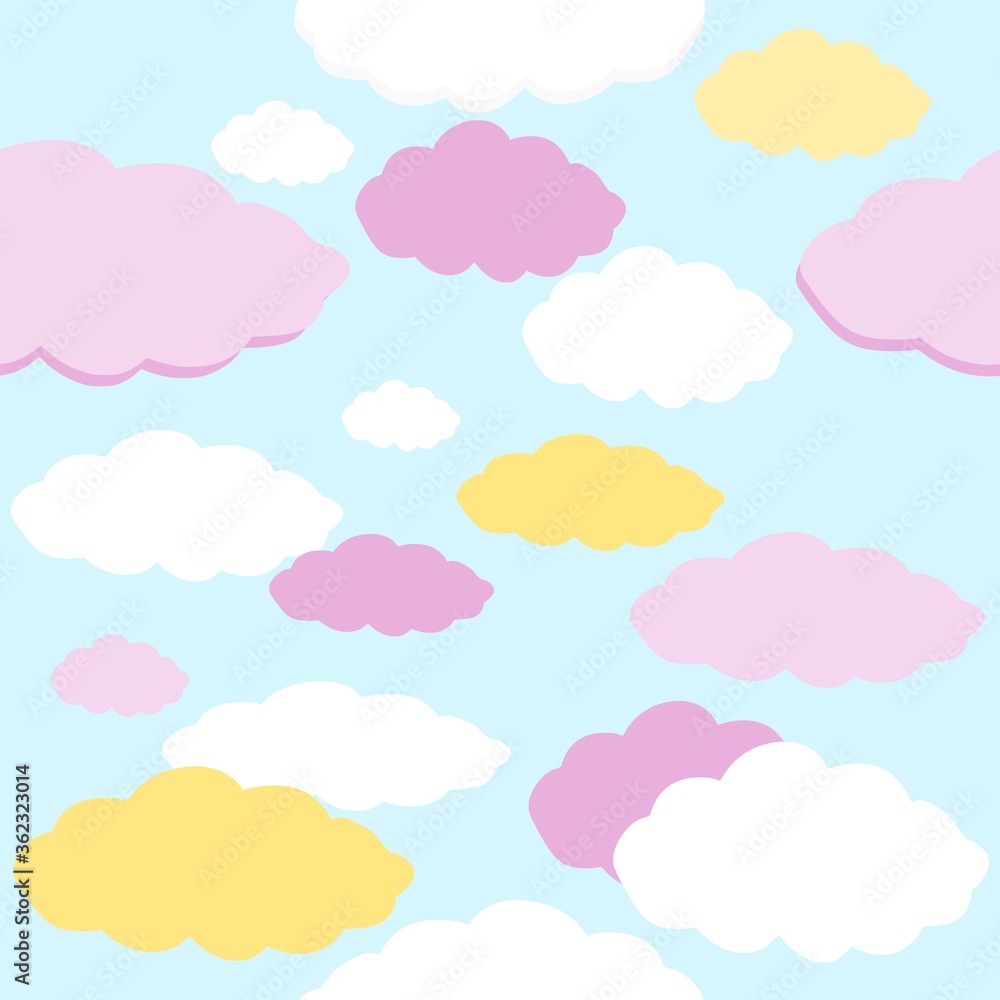 seamless pattern with clouds pastel colors