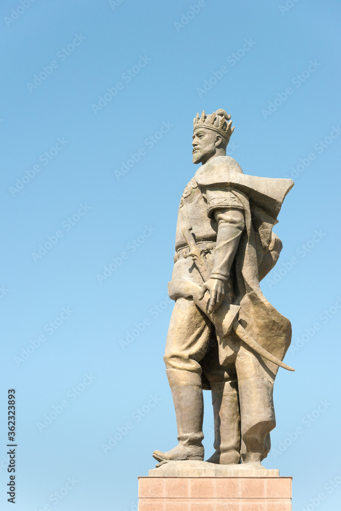 Statue of Amir Timur in Shakhrisabz, Uzbekistan. Amir Timur (1370 - 1405) is founder of the Timurid Empire.