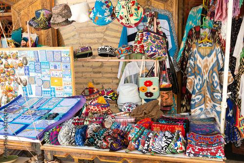Souvenirs at Ancient city of Itchan Kala in Khiva, Uzbekistan. Itchan Kala is Unesco World Heritage Site.
