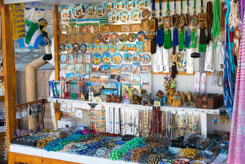 Souvenirs at Ancient city of Itchan Kala in Khiva, Uzbekistan. Itchan Kala is Unesco World Heritage Site.