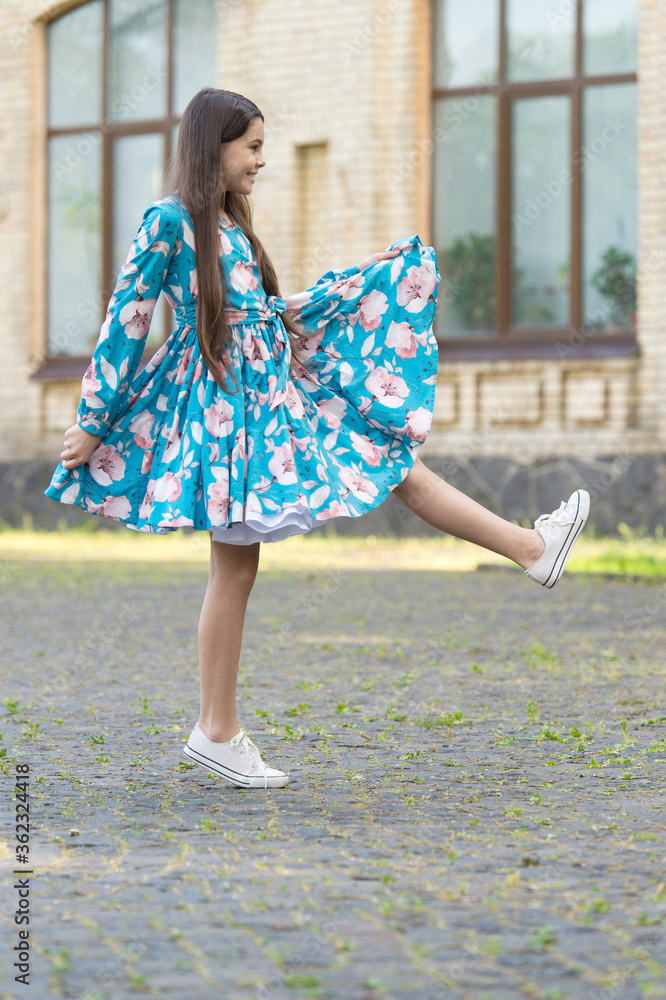 Casual and beautiful. Happy girl march urban outdoors. Little child wear casual style. Summer trends. Trendy casual wardrobe. Everyday childrens clothing. Casual and chic look Casual and beautiful. Happy girl march urban outdoors. Little child wear casual style. Summer trends. Trendy casual wardrobe. Everyday childrens clothing. Casual and chic look