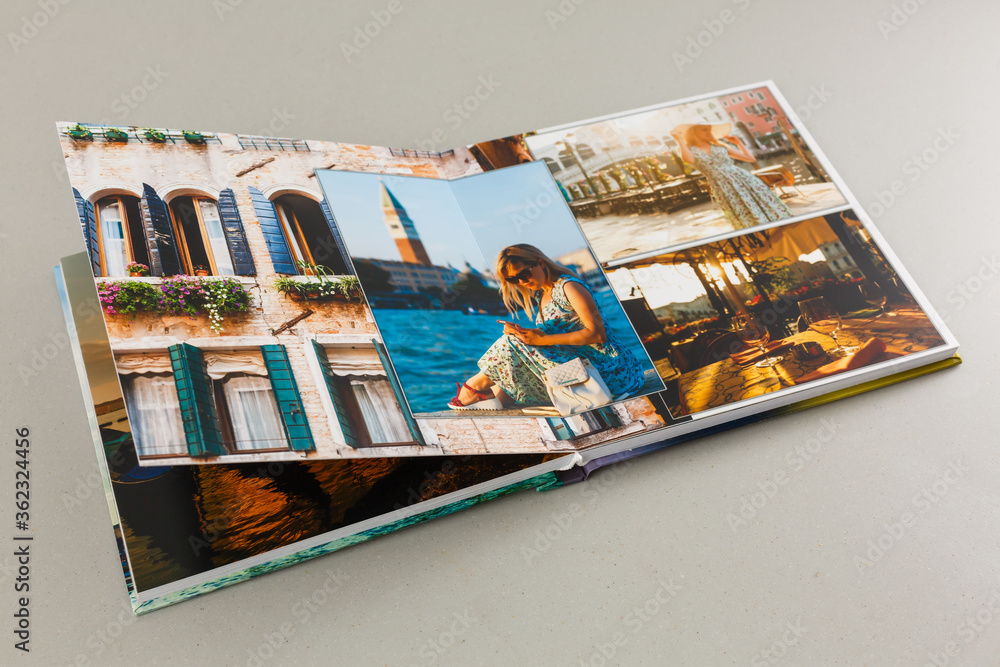 Album with photos of travel and vintage, photo book