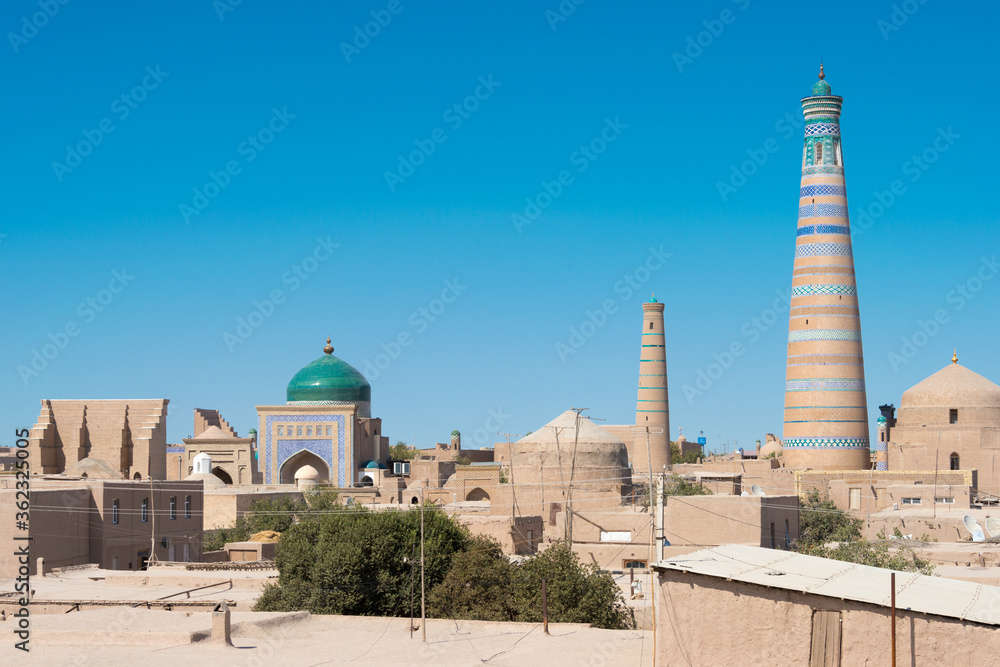 Ancient city of Itchan Kala in Khiva, Uzbekistan. Itchan Kala is Unesco World Heritage Site.