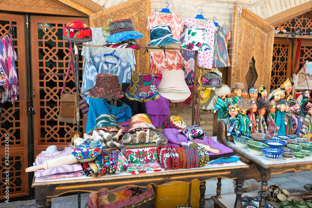 Souvenirs at Ancient city of Itchan Kala in Khiva, Uzbekistan. Itchan