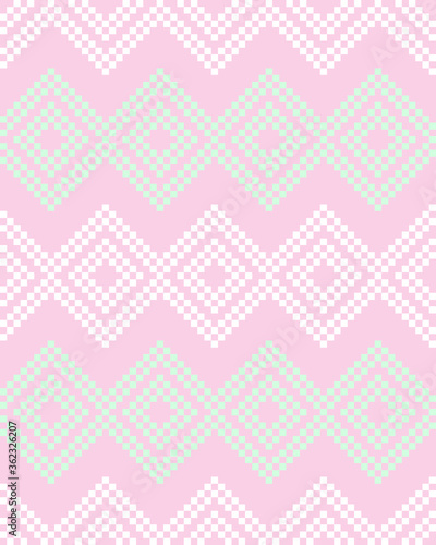 Pink Christmas fair isle pattern background for fashion textiles, knitwear and graphics