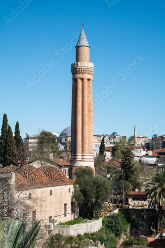 Fluted Minaret Mosque (Yivli Minare Camii), Mosque in Old town Kaleici. From thirteenth century, Mosque with unique Anatolian Seljuk style. Antalya - TURKEY photo