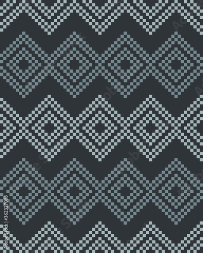 Grey Christmas fair isle pattern background for fashion textiles, knitwear and graphics