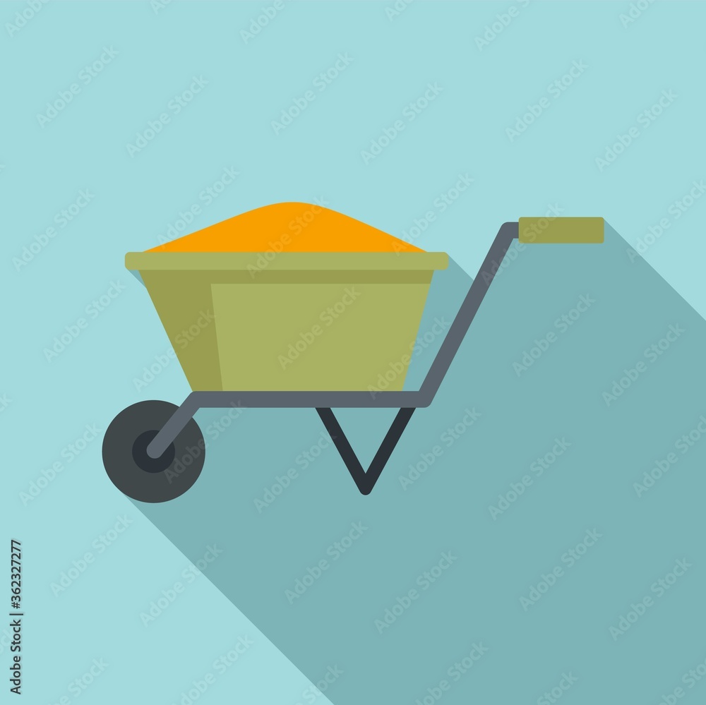 Construction wheelbarrow icon. Flat illustration of construction wheelbarrow vector icon for web design Construction wheelbarrow icon. Flat illustration of construction wheelbarrow vector icon for web design