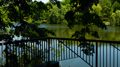 Beautiful views in the Silesian park in Chorzów. Ready for entry.