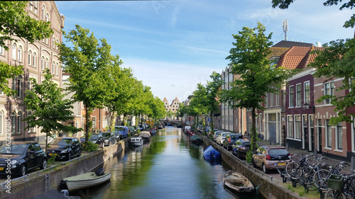 Canal in Haarlem, tourist town in The Netherlands