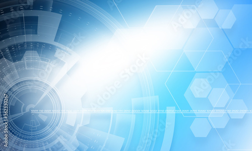 Blue abstract technology background with hexagons