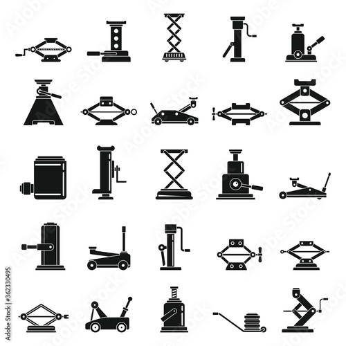 Car jack-screw icons set. Simple set of car jack-screw vector icons for web design on white background