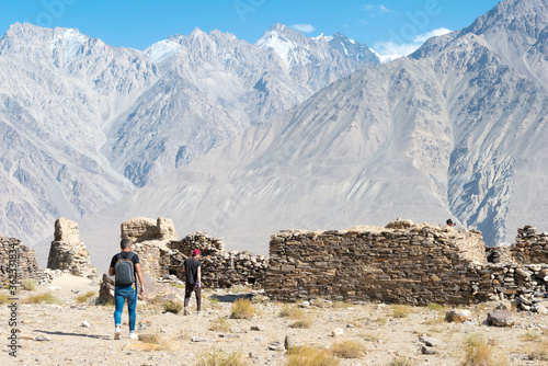 Ruins of Yamchun Fort in the Wakhan Valley in Gorno-Badakhshan, Tajikistan. It is located in the Tajikistan and Afghanistan border.