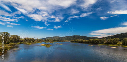 Summer  landscape with hills, sky, forest and river © Александр Коликов