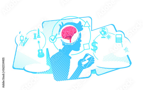 Human multitasking flat concept vector illustration