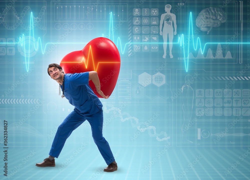 Man doctor in cardiology telemedicine concept Man doctor in cardiology telemedicine concept