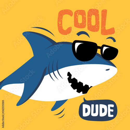 Cool dude shark design vector illustration ready for print on t-shirt.
