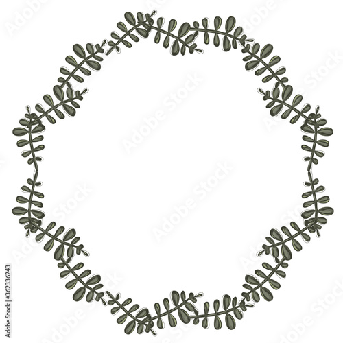 Vector frame  wreath of stem with leaves on a light background
