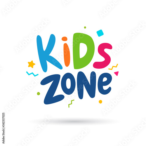 Kids zone emblem or logo for children's playroom. Vector illustration