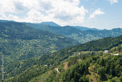 Beautiful mountains of Khulo town. a famous landscape in Khulo, Adjara, Georgia.