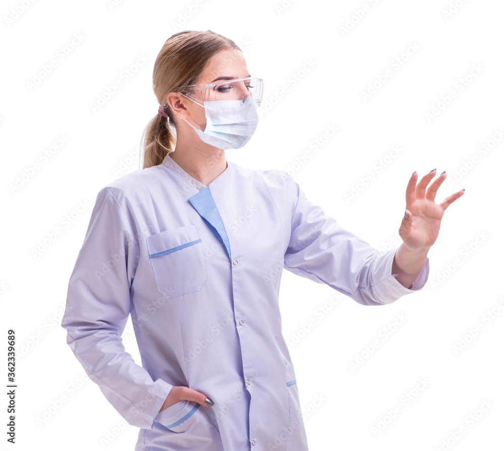 Young woman doctor isolated on white background Young woman doctor isolated on white background