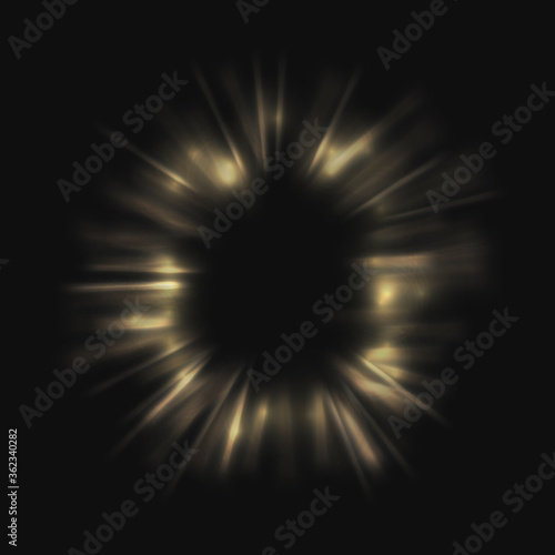 Vector portal with rays. Gold vibrant rays.