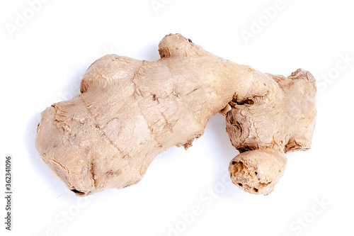 One fat ginger root isolated on white background