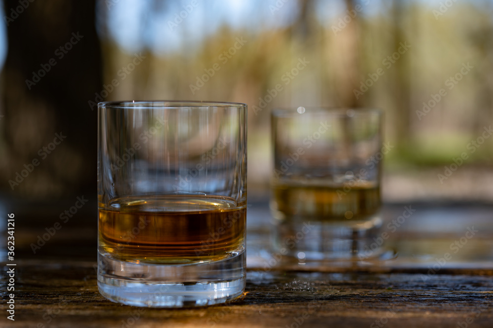 Tasting of scotch single malt whisky from Islay island, most intensely flavoured of all whiskies in Scotland Tasting of scotch single malt whisky from Islay island, most intensely flavoured of all whiskies in Scotland