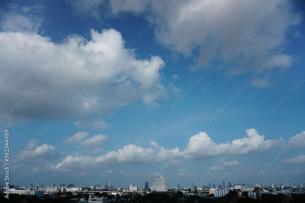 Beautiful clouds in the beautiful sky, Sky background image. Blue tone background. Altostratus, Altocumulus, 