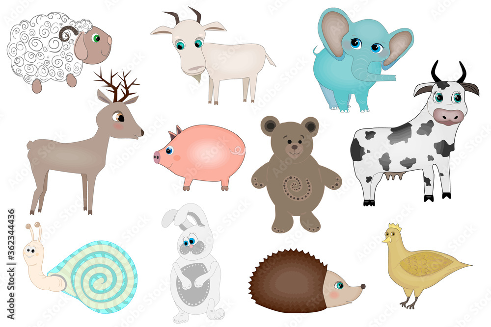 Fototapeta premium Vector illustration of cute animal set