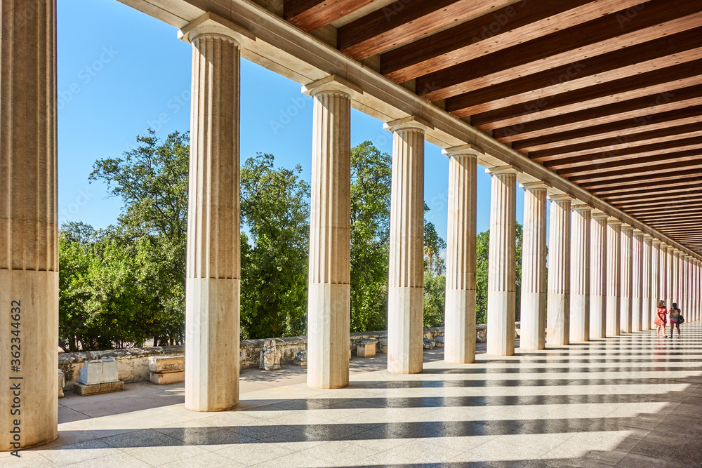 Colonnade of marble classical columns