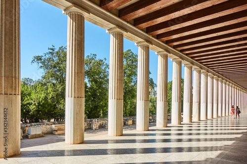 Colonnade of marble classical columns