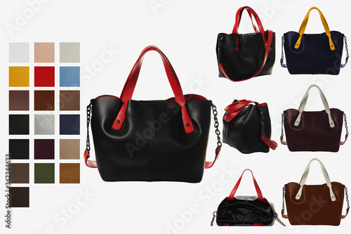 A design option for a model of a handbag for a women's catalog