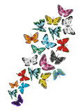 A set of bright colorful butterflies isolated on a white background