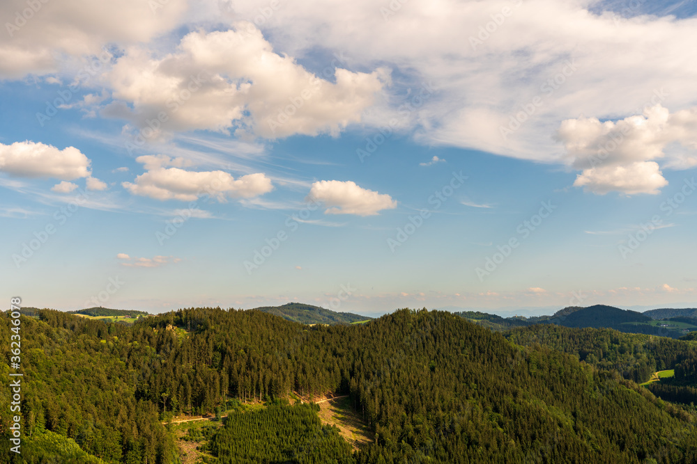 Panorama Aussicht von der Burgruine Ruttenstein im Mühlviertel Oberösterreich