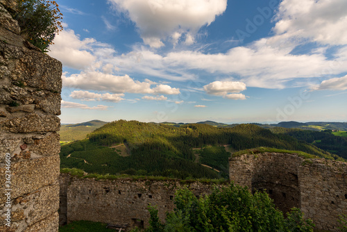 Panorama Aussicht von der Burgruine Ruttenstein im Mühlviertel Oberösterreich photo