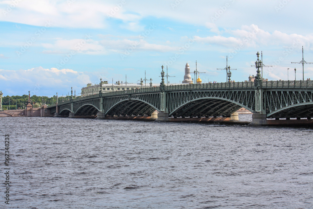 view of the Trinity bridge in Saint Petersburg