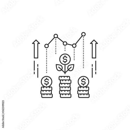 Income increase black line icon. Progress marketing. Pictogram for web page, mobile app, promo. UI UX GUI design element. Editable stroke.