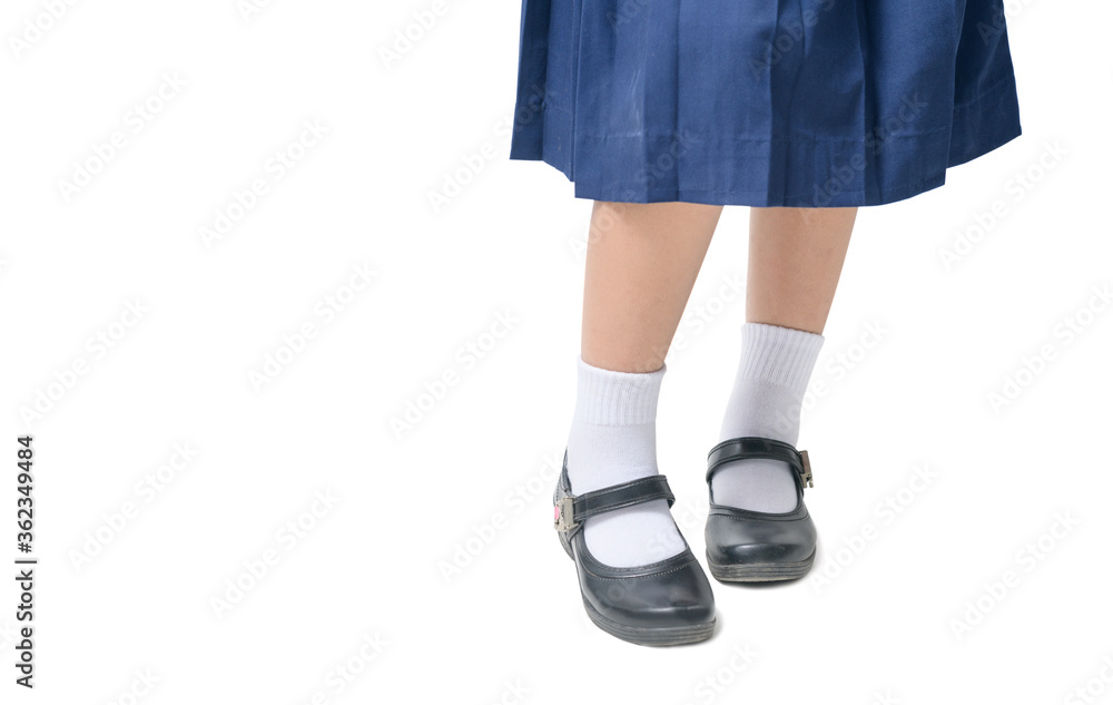 Asian Thai girls schoolgirl student wear a black leather shoes as a school uniform Asian Thai girls schoolgirl student wear a black leather shoes as a school uniform