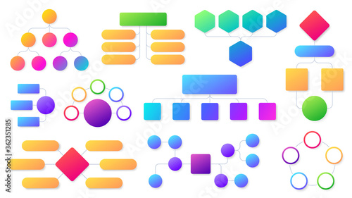 Flowchart infographic. Workflow organization hierarchy structure, info chart graphic diagrams. Timeline, business process scheme vector. Flowchart presentation, business diagram workflow illustration