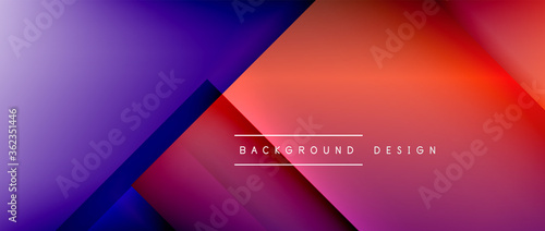 Square shapes composition, fluid gradient geometric abstract background. 3D shadow effects, modern design template