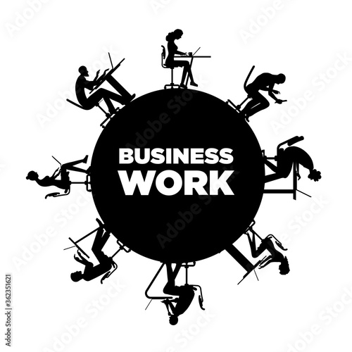 People working around the circle.