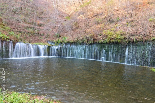 Shiraito a Waterfall at the base of volcanic mountain in Karuizawa  Japan