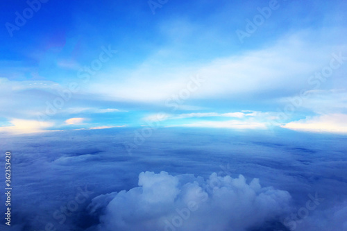 landscape view of sky above cloud when look from window of plane